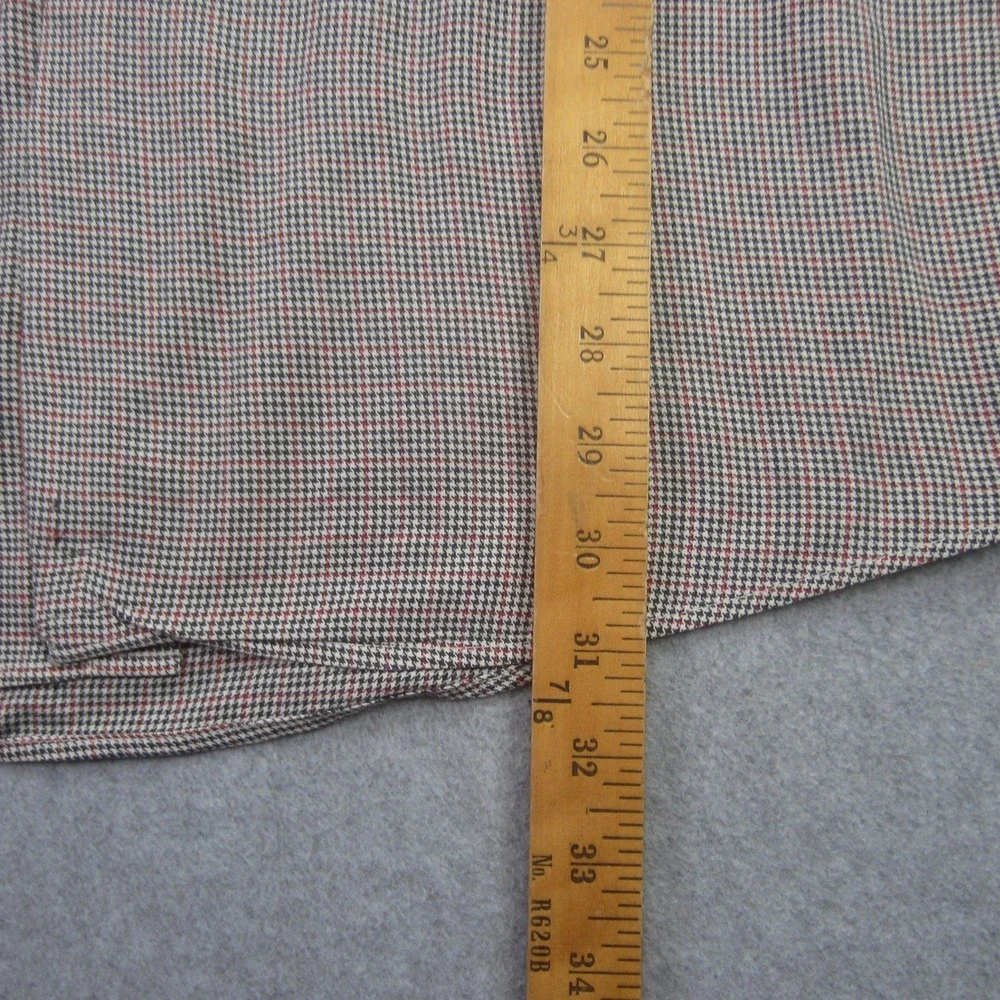 J Crew Shirt Mens Large Green‎ Red Houndstooth Long Sleeve Button Up Pocket